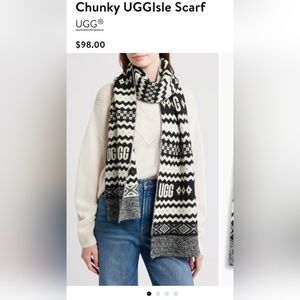 Nwt UGG Black and White Fair Isle Patterned Scarf